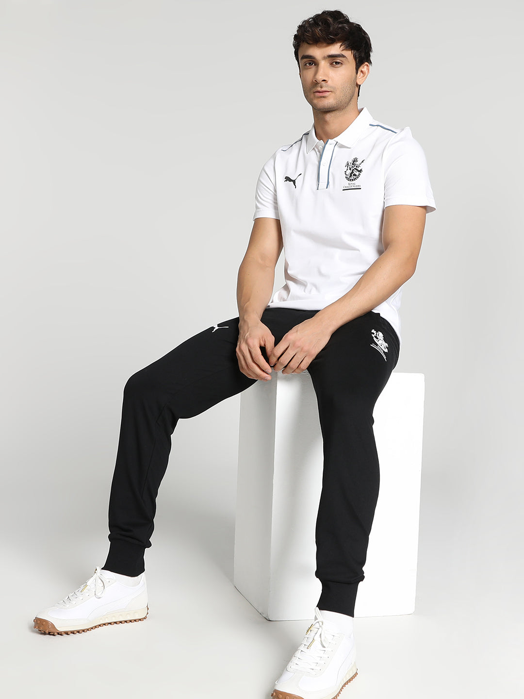 Puma X RCB Men White Printed Half Sleeves Polo Collar Cotton T-Shirt (5)