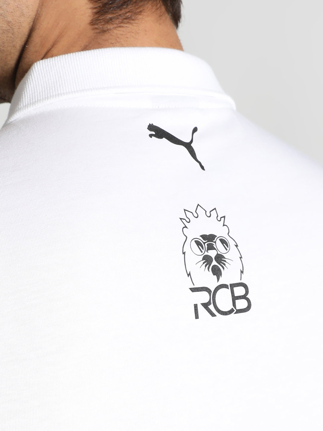 Puma X RCB Men White Printed Half Sleeves Polo Collar Cotton T-Shirt (6)