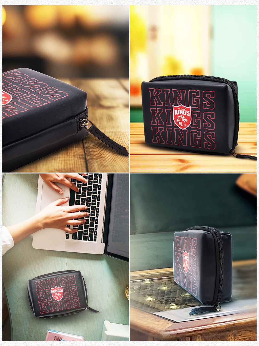 Punjab Kings Portable Pouch for Electronics, Accessories, USB Cables, Power Bank, Gadget Organizer Bag with Multi Compar (4)