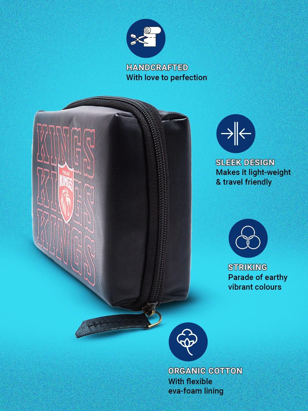 Punjab Kings Portable Pouch for Electronics, Accessories, USB Cables, Power Bank, Gadget Organizer Bag with Multi Compar (5)