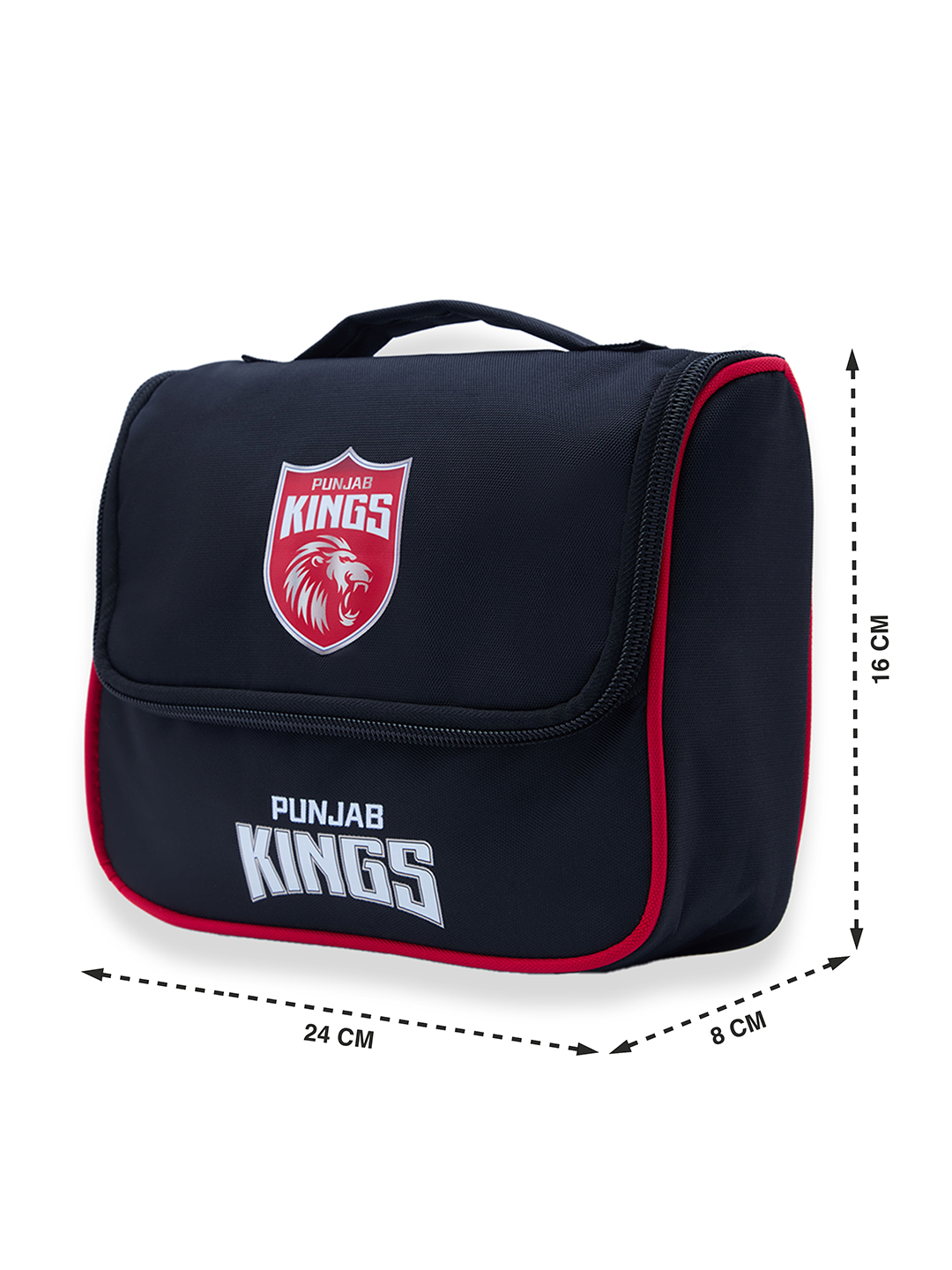 Punjab Kings Travel Organizer For Shaving Kit and Cosmetics Toiletry Kit Bag with Large Storage Compartments (Black/Red) (14)