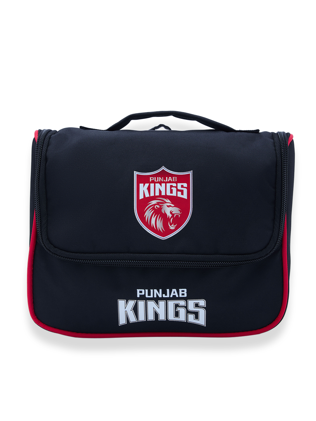 Punjab Kings Travel Organizer For Shaving Kit and Cosmetics Toiletry Kit Bag with Large Storage Compartments (Black/Red) (1)