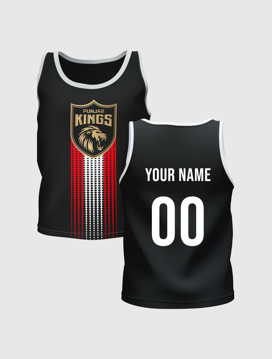 Punjab Kings Boys Black Graphic Printed Sleeveless Round Neck Sports Vest: Customised With Your Name By FanCode (2)