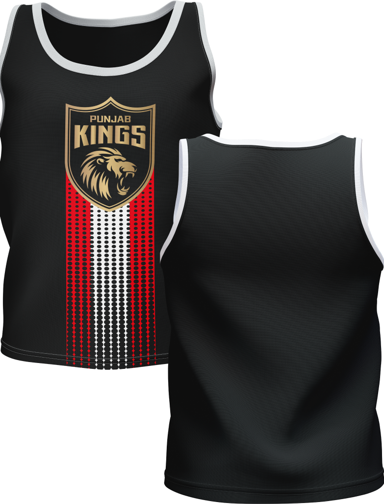 Punjab Kings Boys Black Graphic Printed Sleeveless Round Neck Sports Vest: Customised With Your Name By FanCode (3)