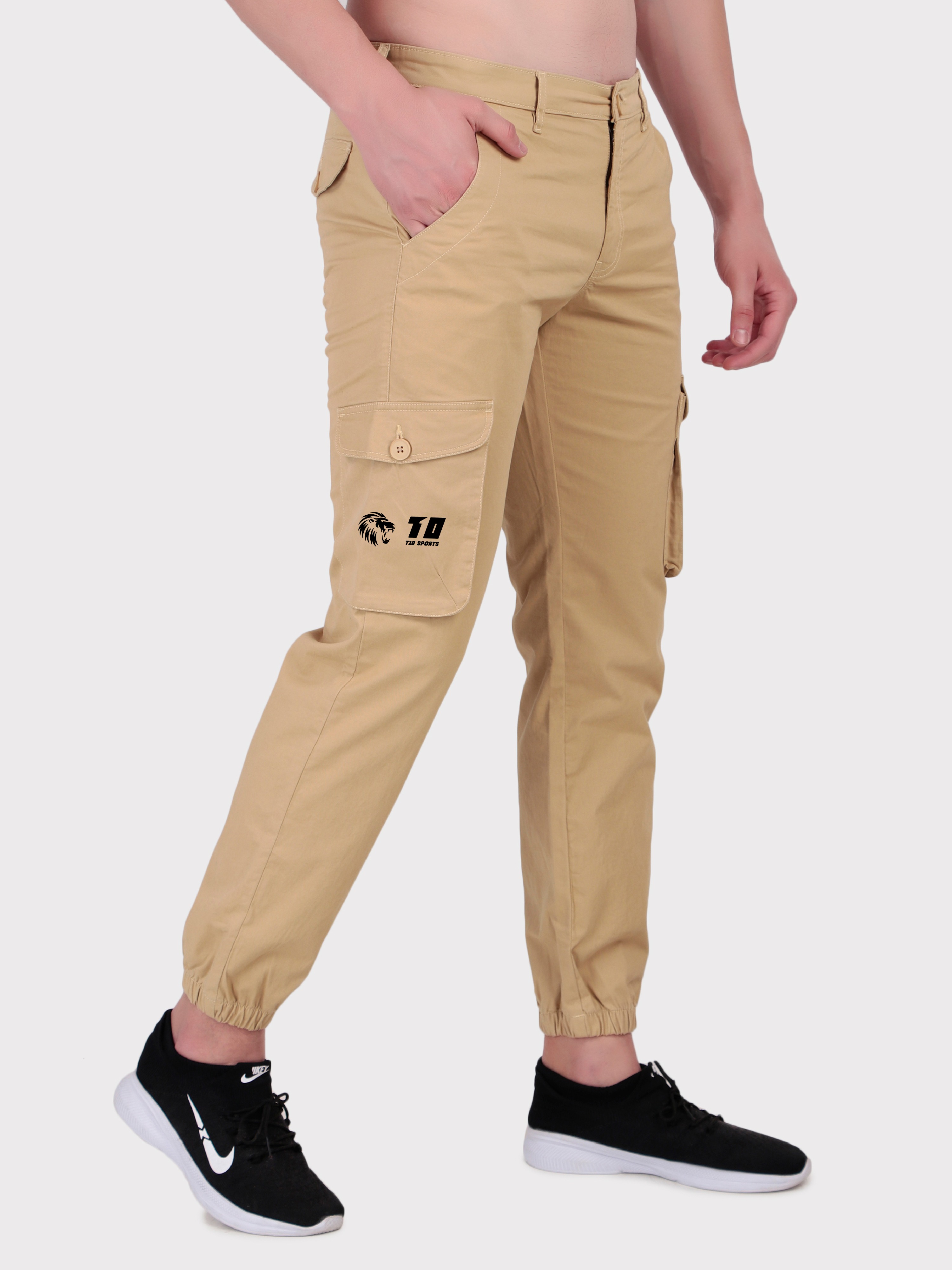 Punjab Kings Cotton Khaki Chino Casual Mid Rise Joggers