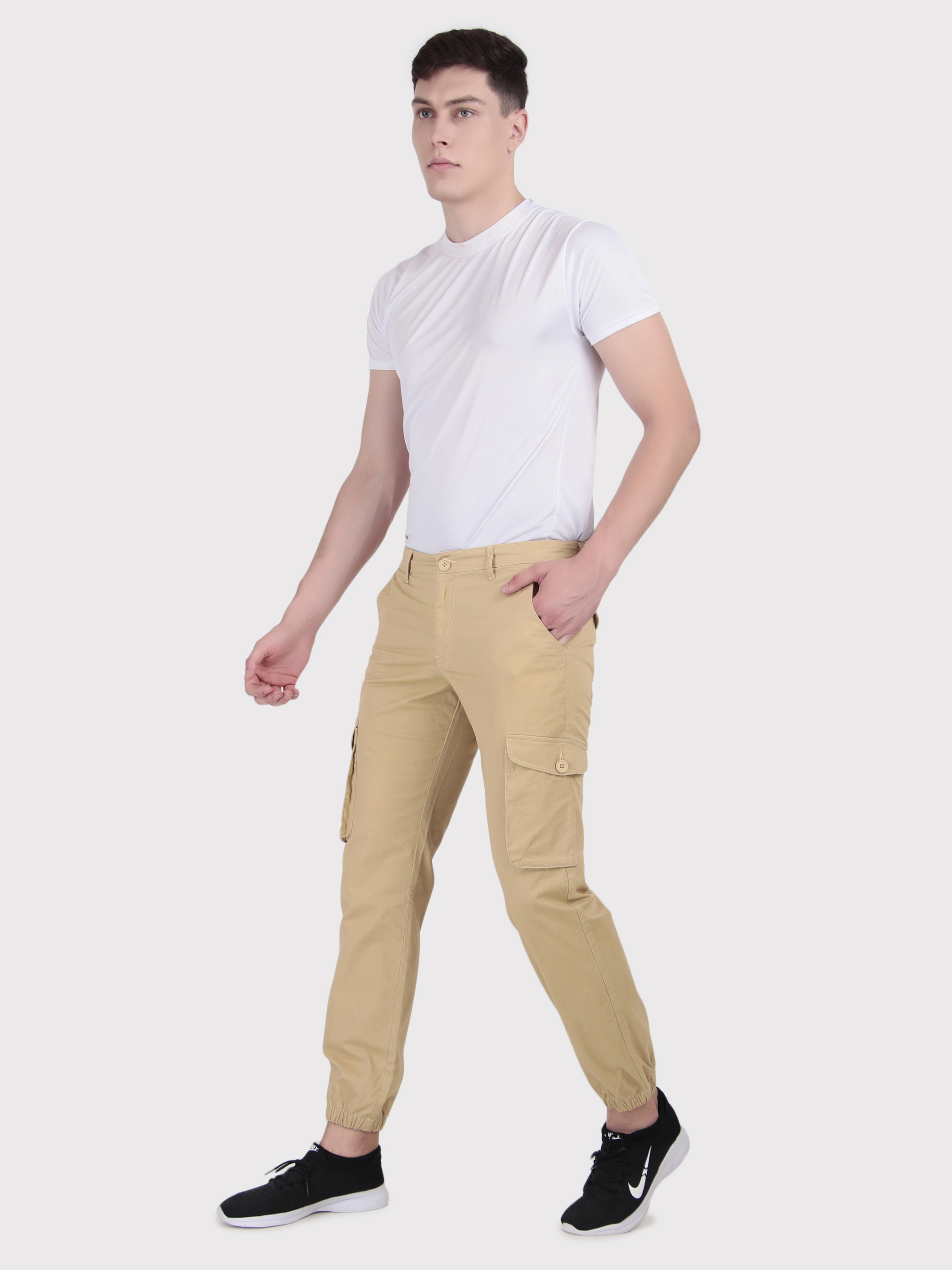 Punjab Kings Cotton Khaki Chino Casual Mid Rise Joggers (4)
