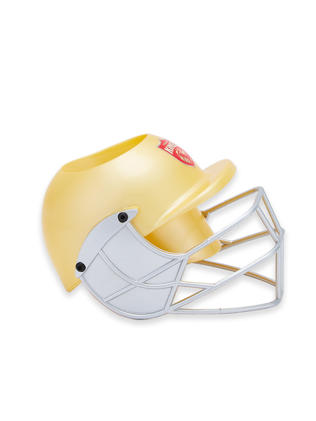Punjab Kings Helmet Shaped Gold Logo Printed Pen and Pencil Stand, Pen Holder For Office and Home (8)