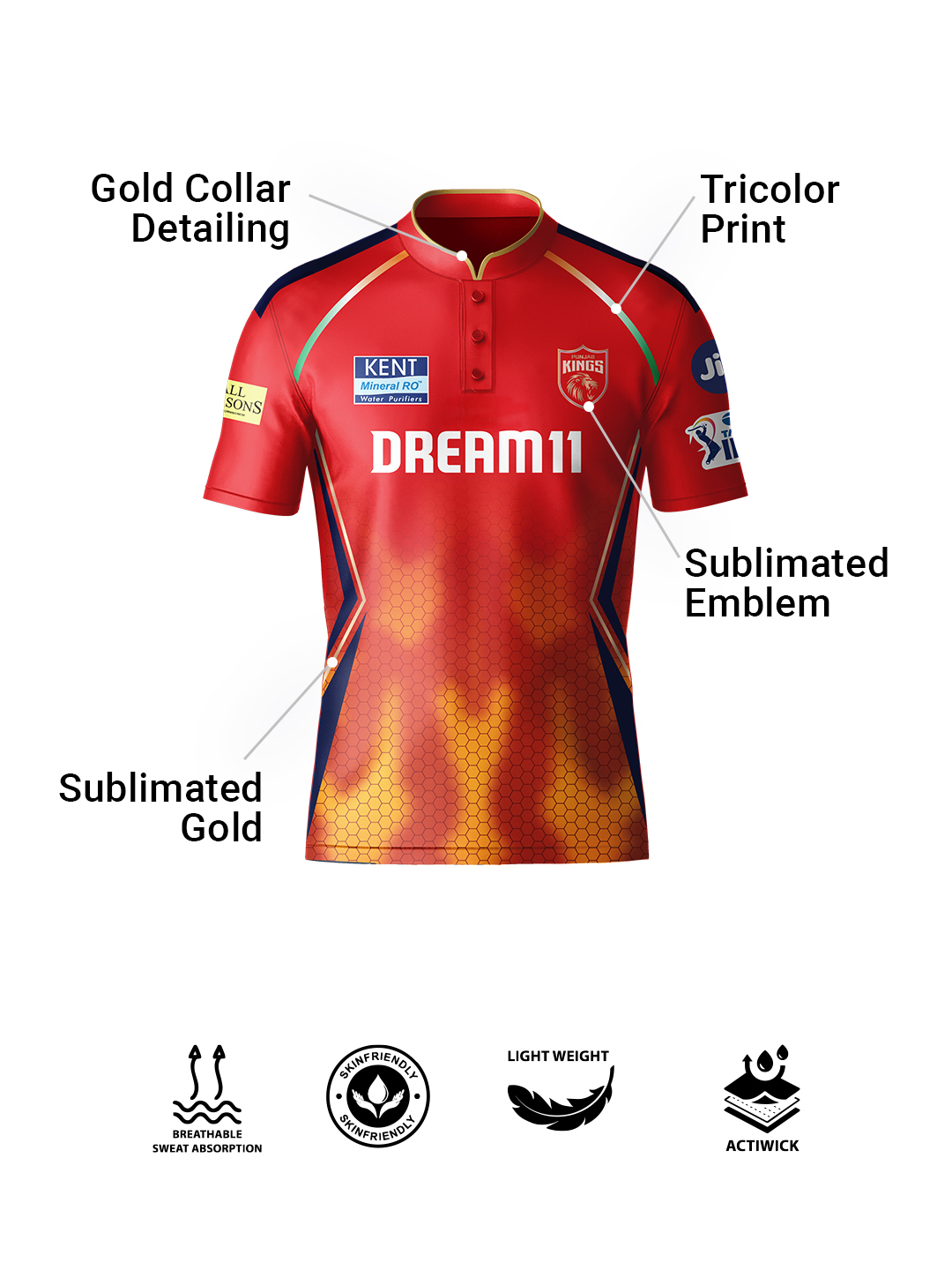 Punjab Kings Kids Official Fan Jersey 2025 - Customised (4)