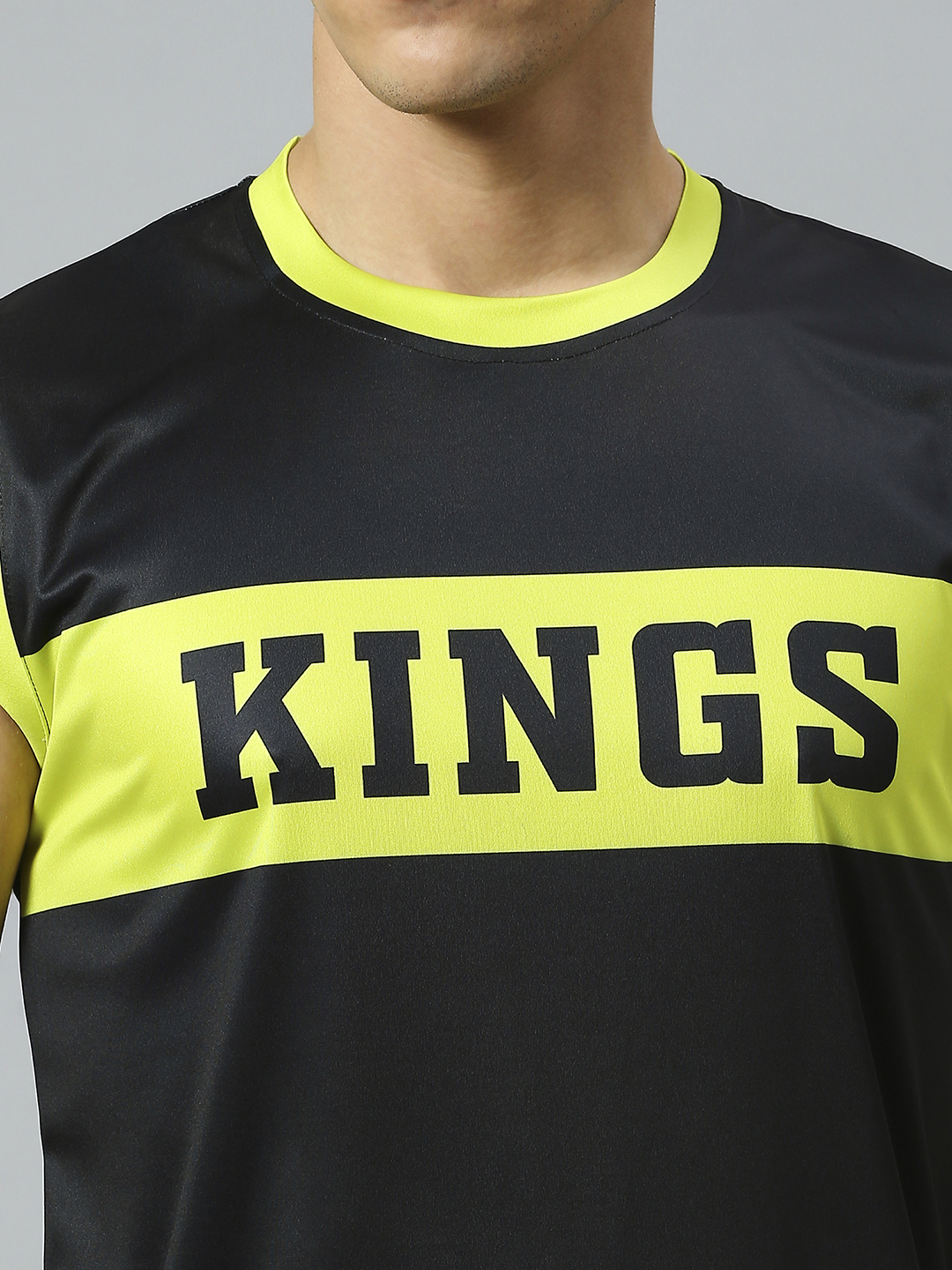 Punjab Kings Men Black and Green Typography Printed Sleeveless Round Neck Cotton Sports Vest (5)