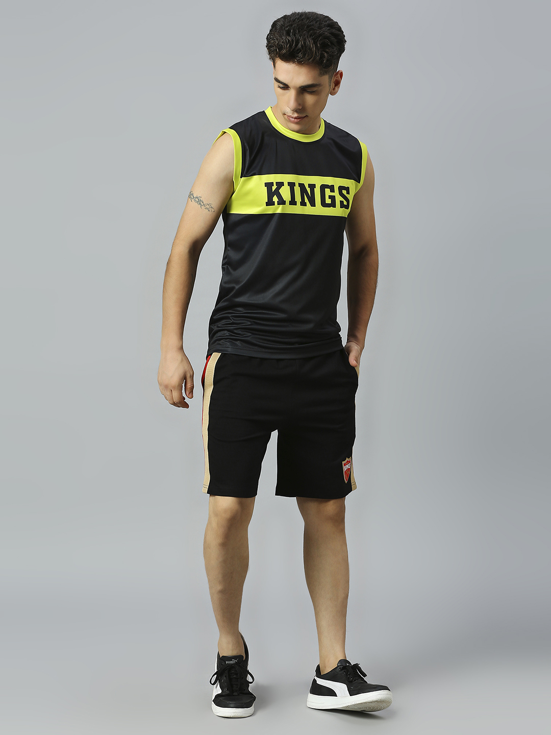 Punjab Kings Men Black and Green Typography Printed Sleeveless Round Neck Cotton Sports Vest (6)