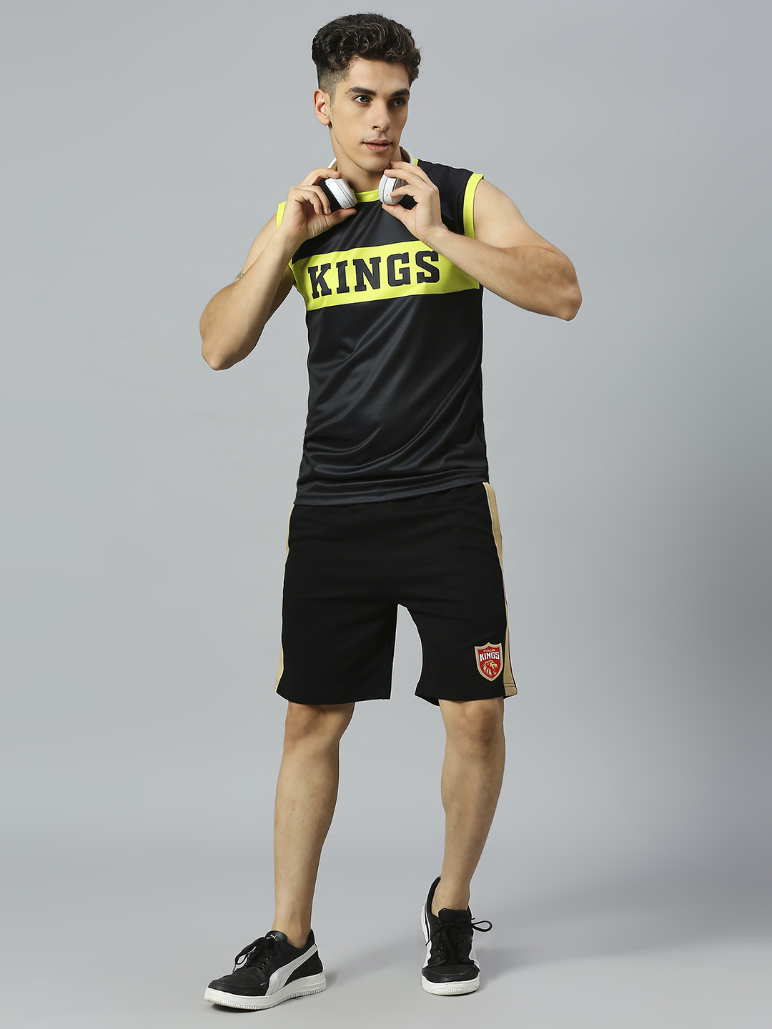 Punjab Kings Men Black and Green Typography Printed Sleeveless Round Neck Cotton Sports Vest (7)
