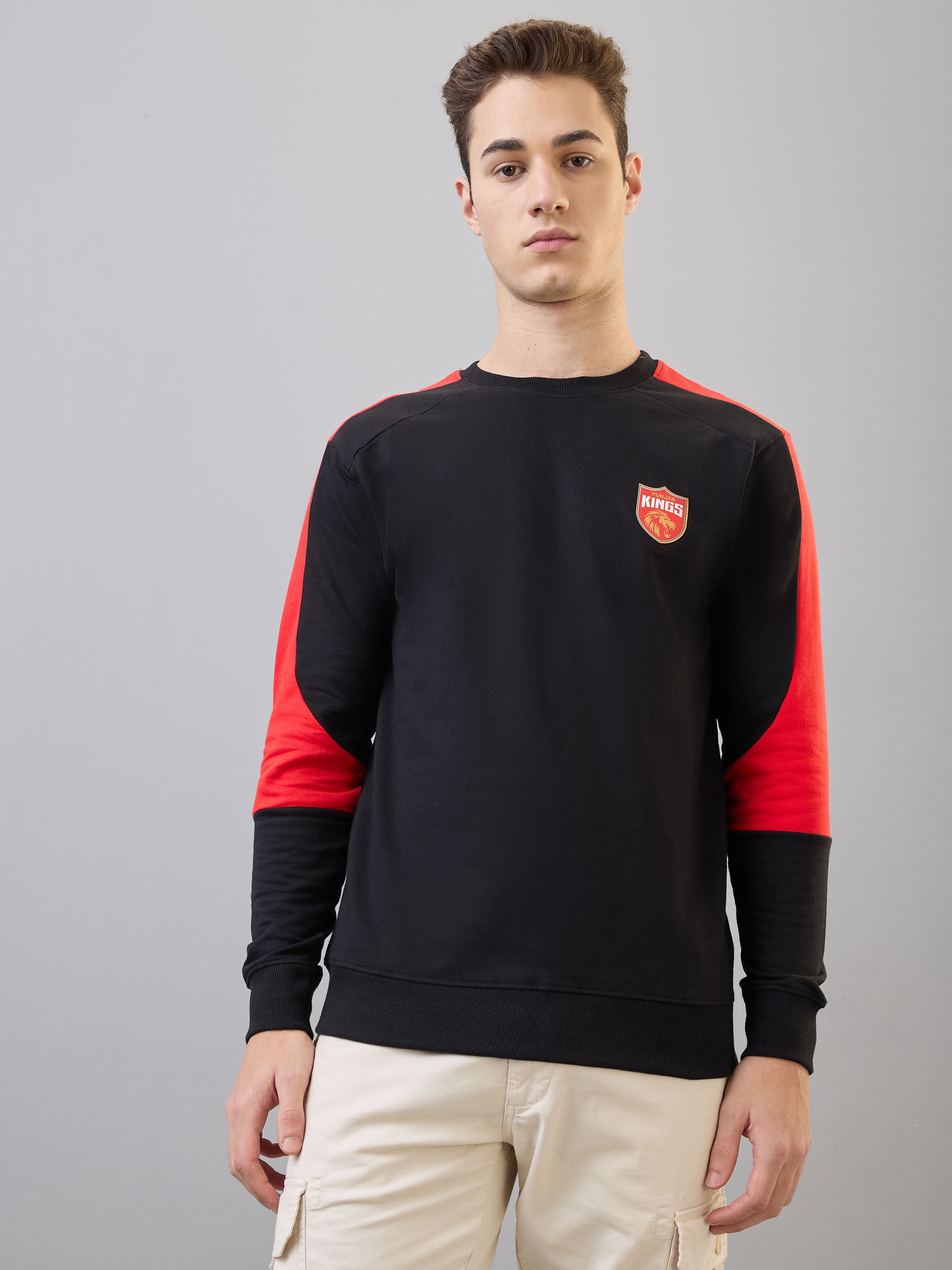 Punjab Kings Men Black and Red Jazba Hai Punjabi Printed Sweatshirt (1)