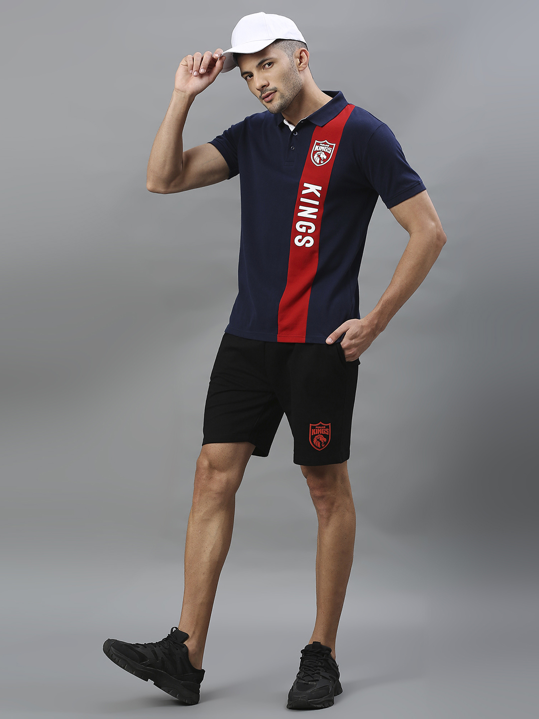 Punjab Kings Men Black and Red Logo Printed Half Sleeves Polo Collar Cotton T-Shirt (5)