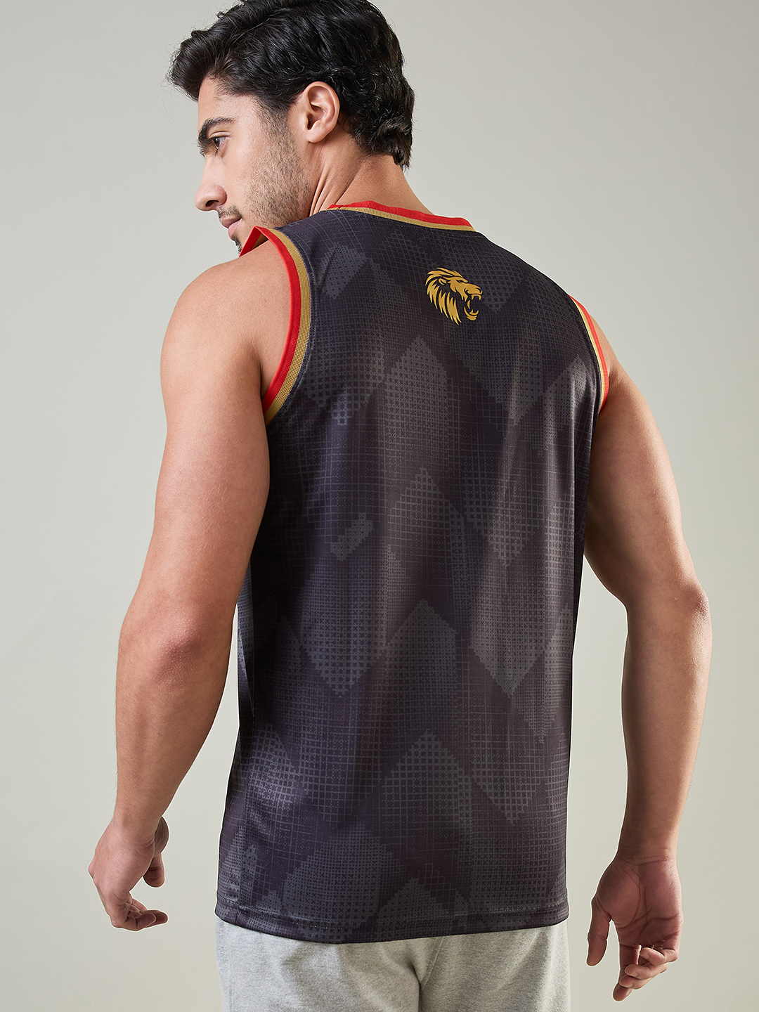 Punjab Kings Men Black and Red Printed Round Neck Sleeveless Polyester Vest (3)