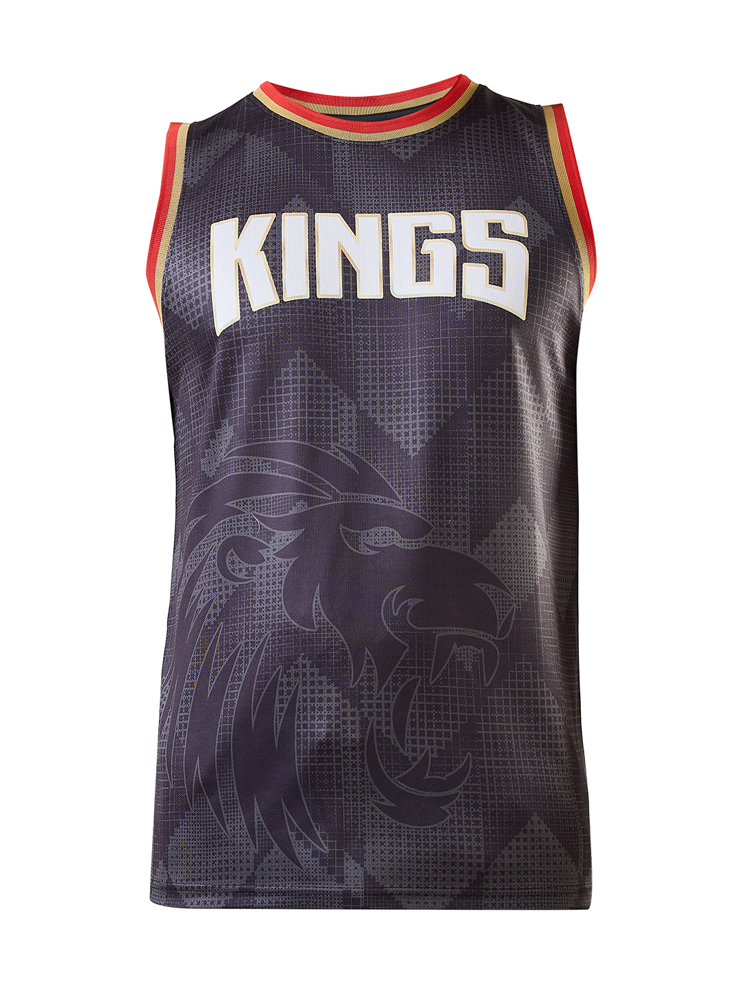 Punjab Kings Men Black and Red Printed Round Neck Sleeveless Polyester Vest (7)