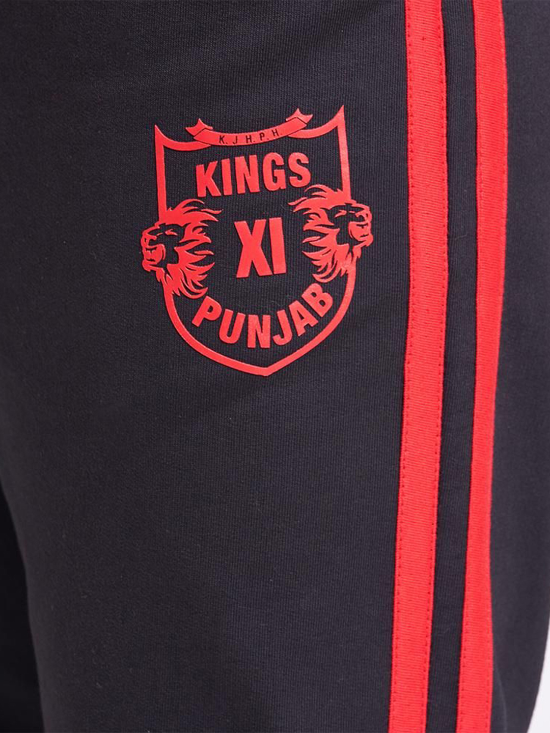 Punjab Kings Men Black and Red Striped Mid-Rise Cotton Training Regular Fit Joggers (3)