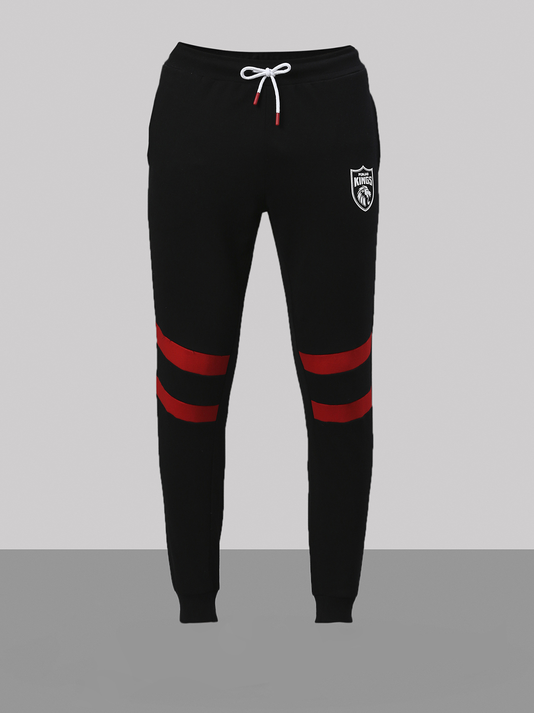 Punjab Kings Men Black and Red Striped Mid-Rise Cotton Training Regular Fit Joggers (2)