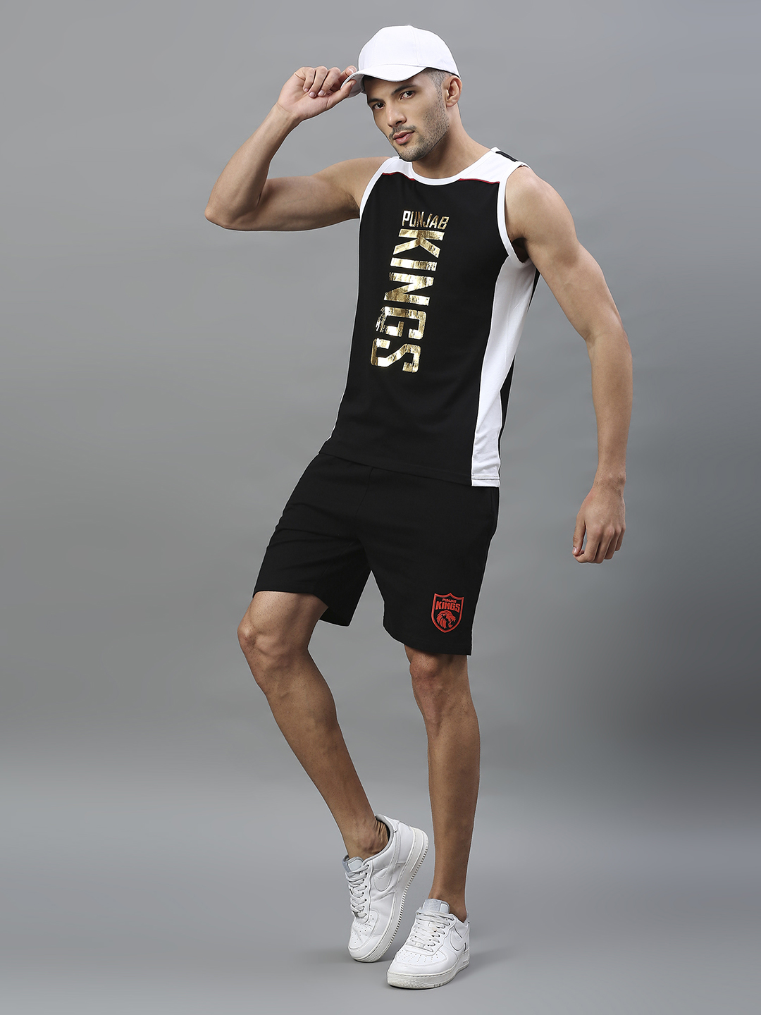 Punjab Kings Men Black and White Graphic Printed Sleeveless Round Neck Sports Vest (5)