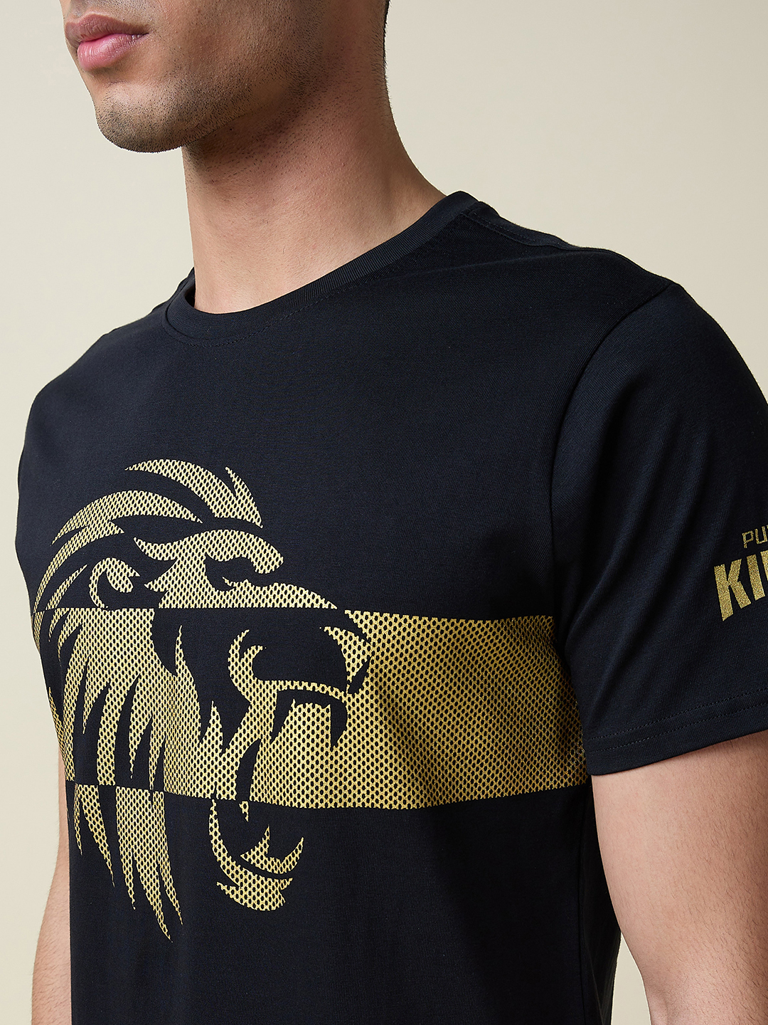 Punjab Kings Unisex Black Graphic Printed Half Sleeves Round Neck Cotton T-Shirt (7)