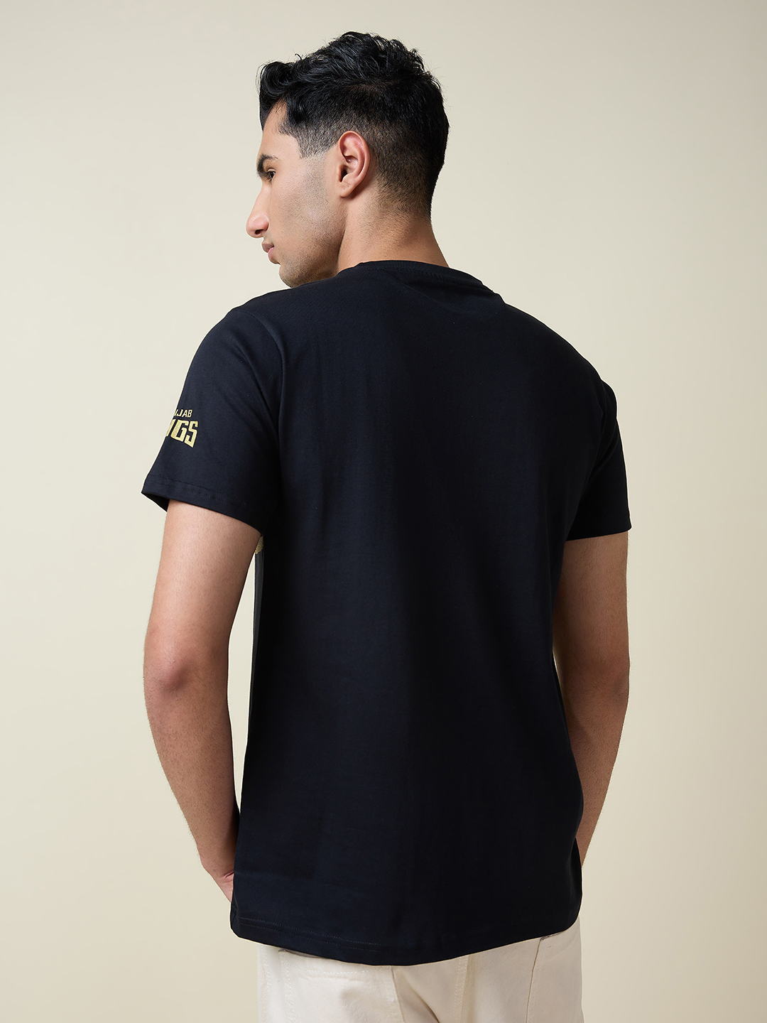 Punjab Kings Unisex Black Graphic Printed Half Sleeves Round Neck Cotton T-Shirt (6)