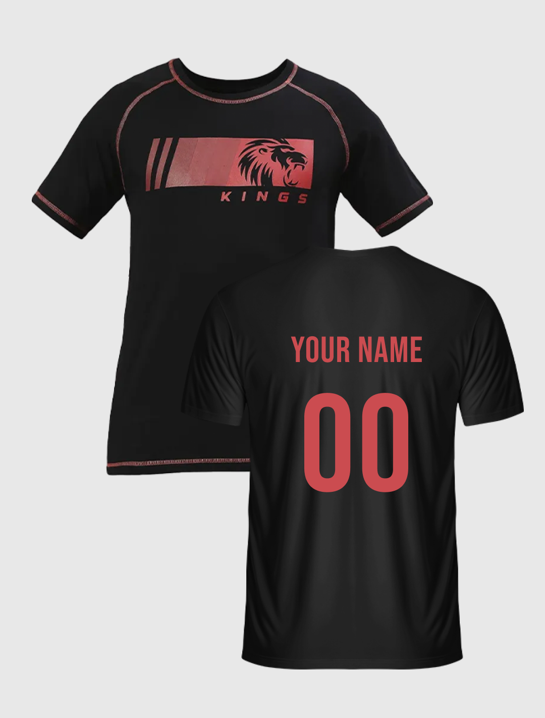 Punjab Kings Men Black Graphic Printed Half Sleeves Round Neck Cotton T-Shirt: Customised With Your Name By FanCode (2)