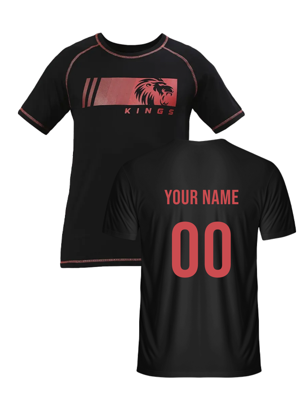 Punjab Kings Men Black Graphic Printed Half Sleeves Round Neck Cotton T-Shirt: Customised With Your Name By FanCode (3)