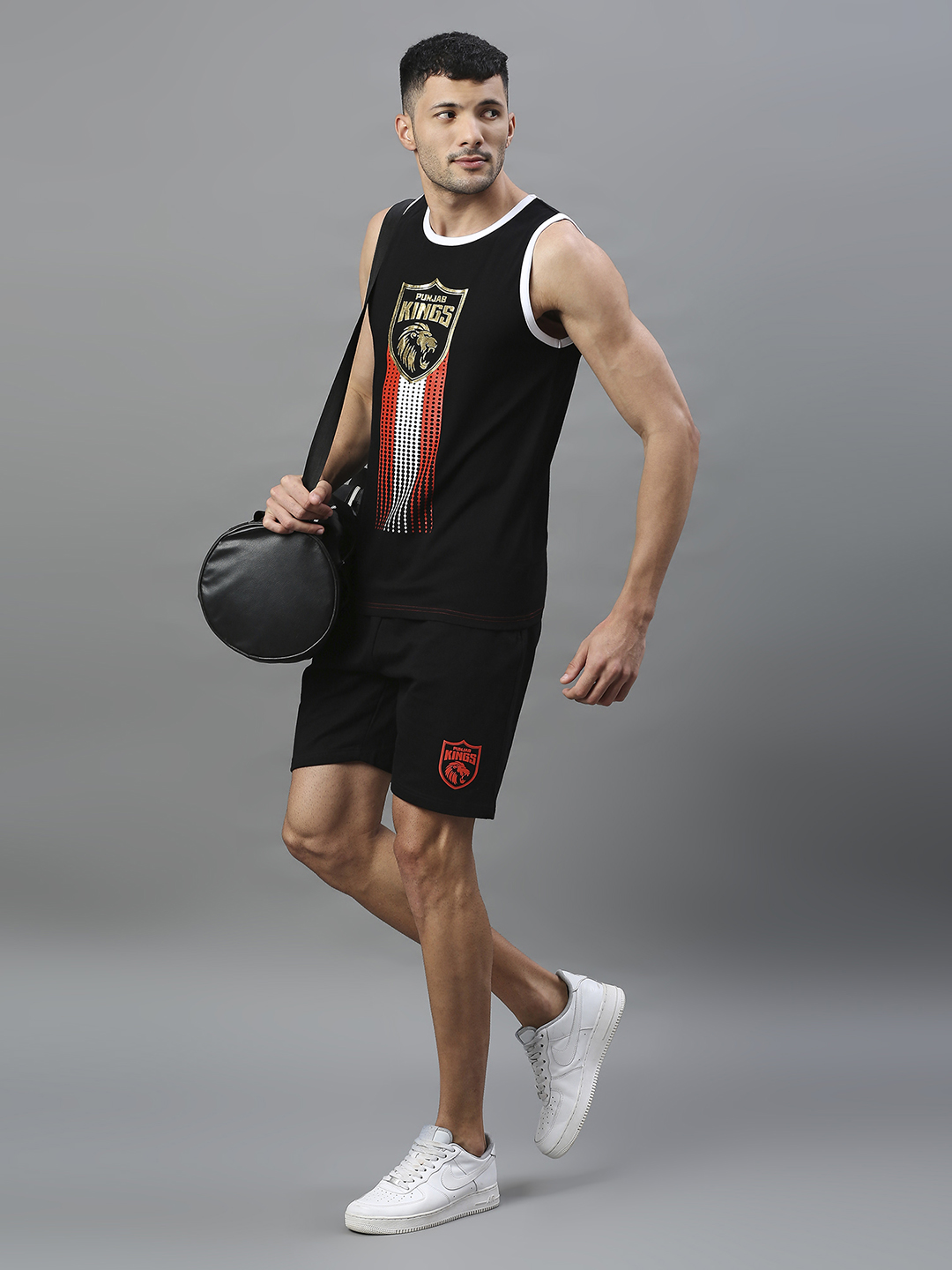 Punjab Kings Men Black Graphic Printed Sleeveless Round Neck Sports Vest (5)