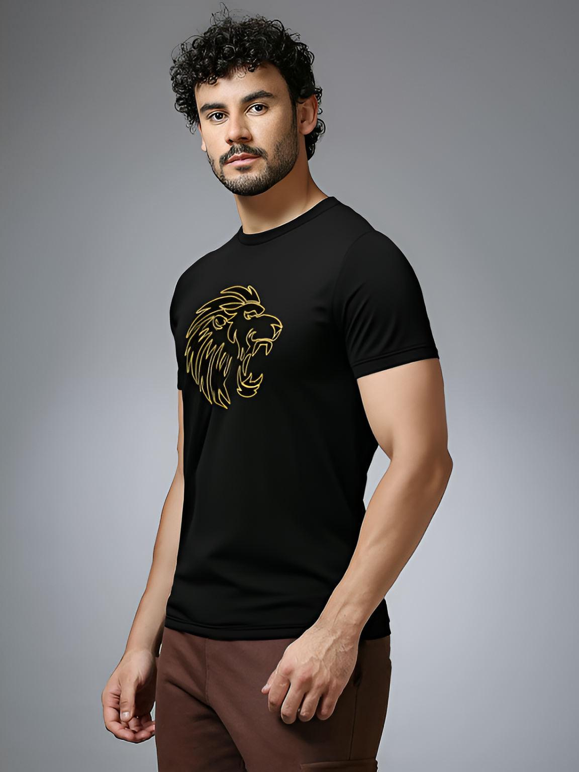 Punjab Kings Men Black Logo Printed Half Sleeves Round Neck Cotton T-Shirt (2)