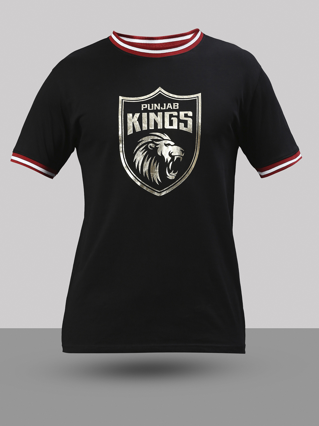 Punjab Kings Men Black Logo Printed Half Sleeves Round Neck Cotton T-Shirt (2)