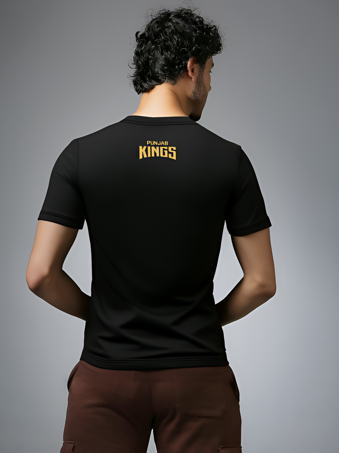 Punjab Kings Men Black Logo Printed Half Sleeves Round Neck Cotton T-Shirt (3)