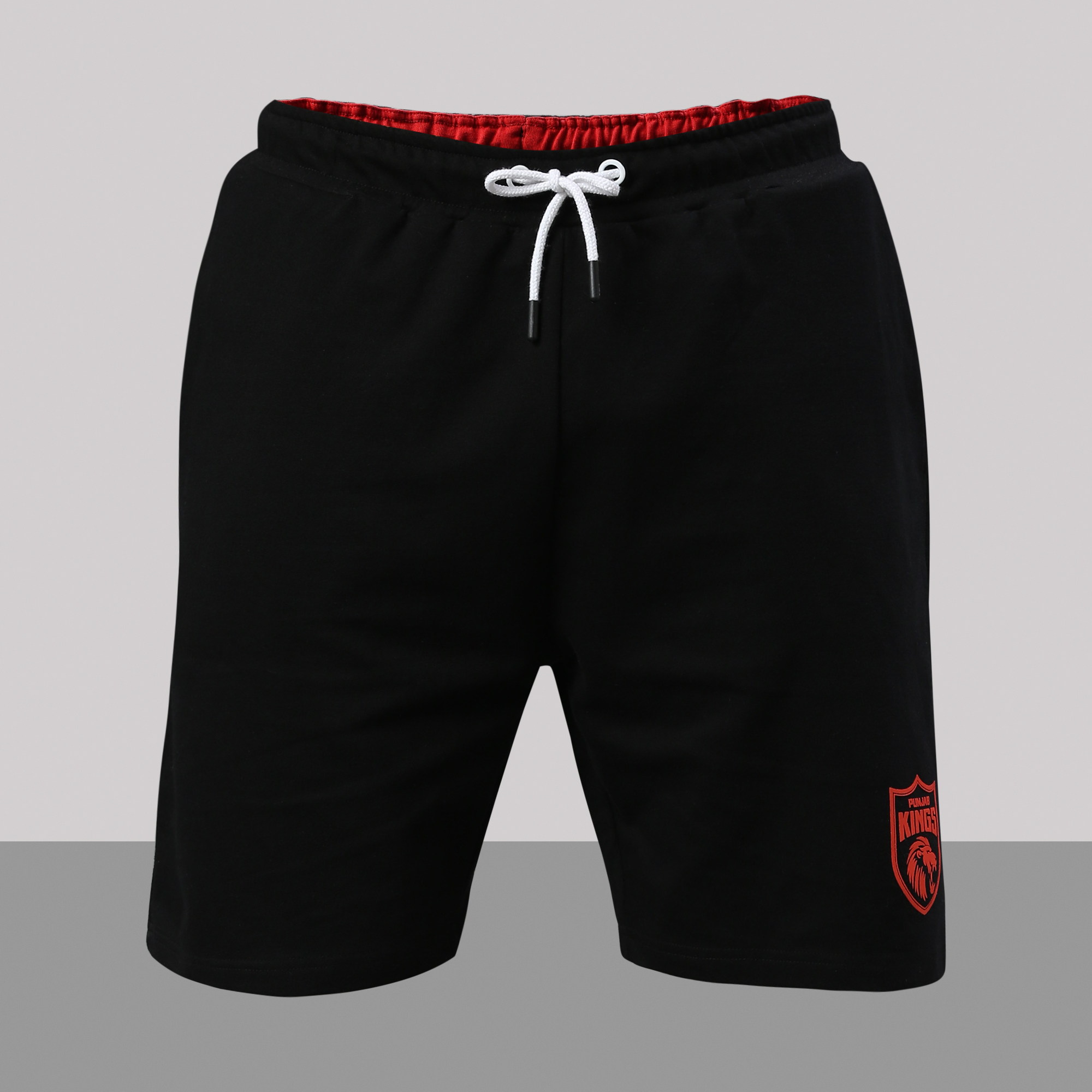 Punjab Kings Men Black Logo Printed Mid-Rise Cotton Sports Shorts (2)
