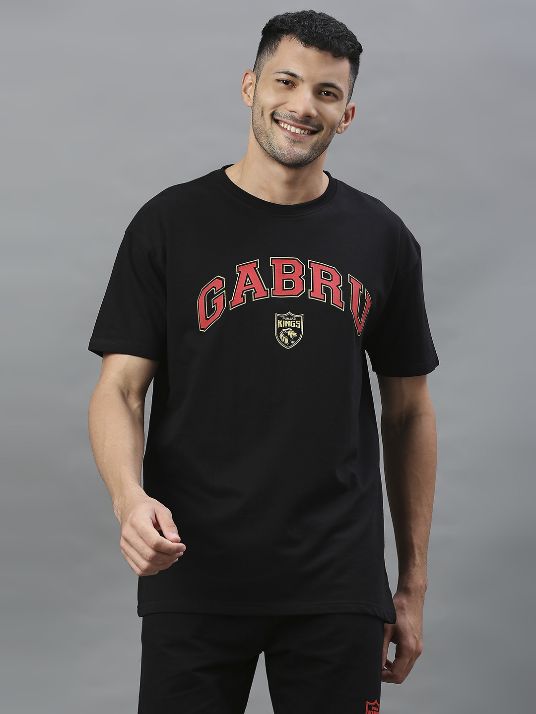 Men Black Printed Half Sleeves Round Neck Cotton T-Shirt