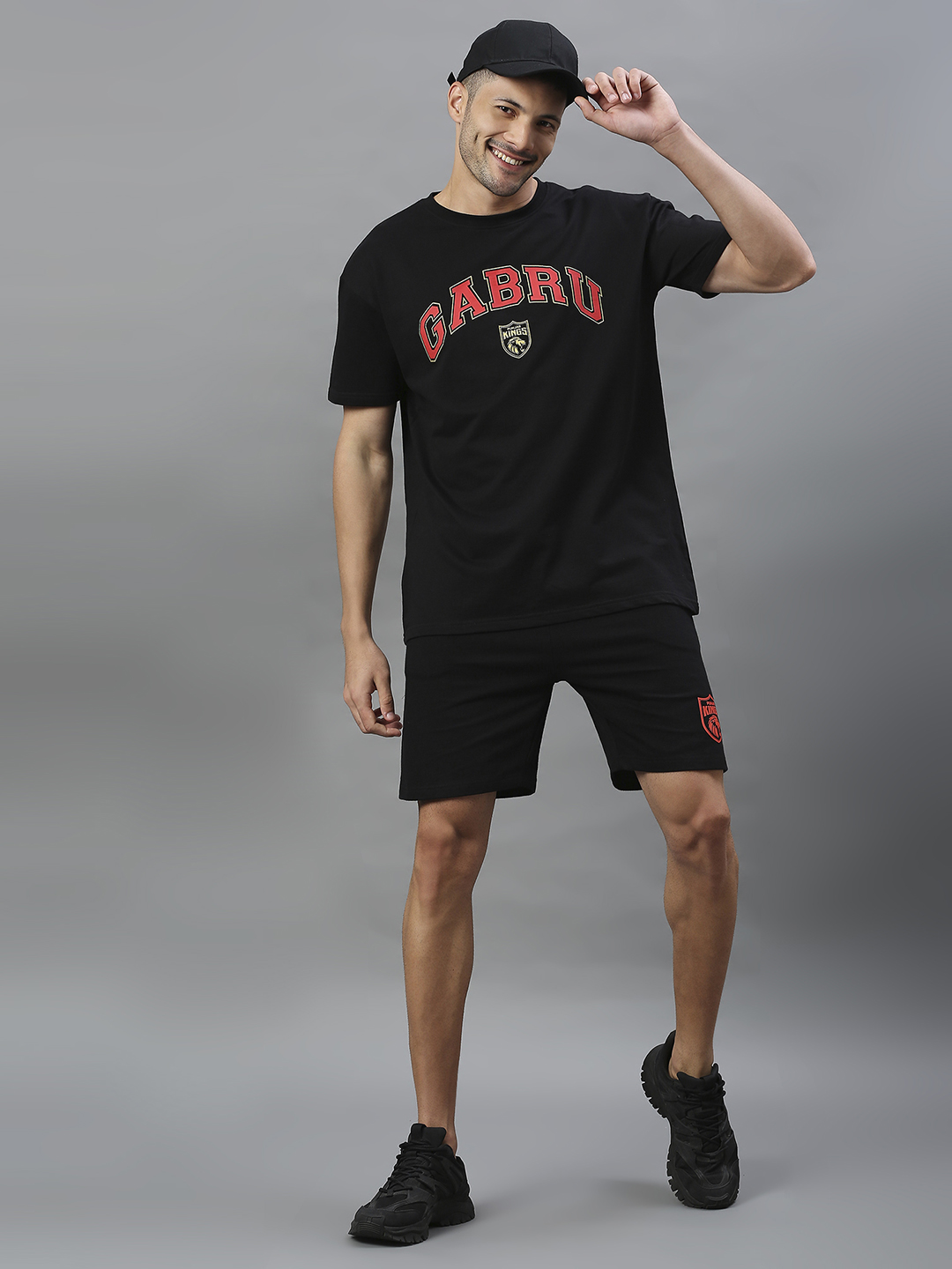 Punjab Kings Men Black Printed Half Sleeves Round Neck Cotton T-Shirt (5)