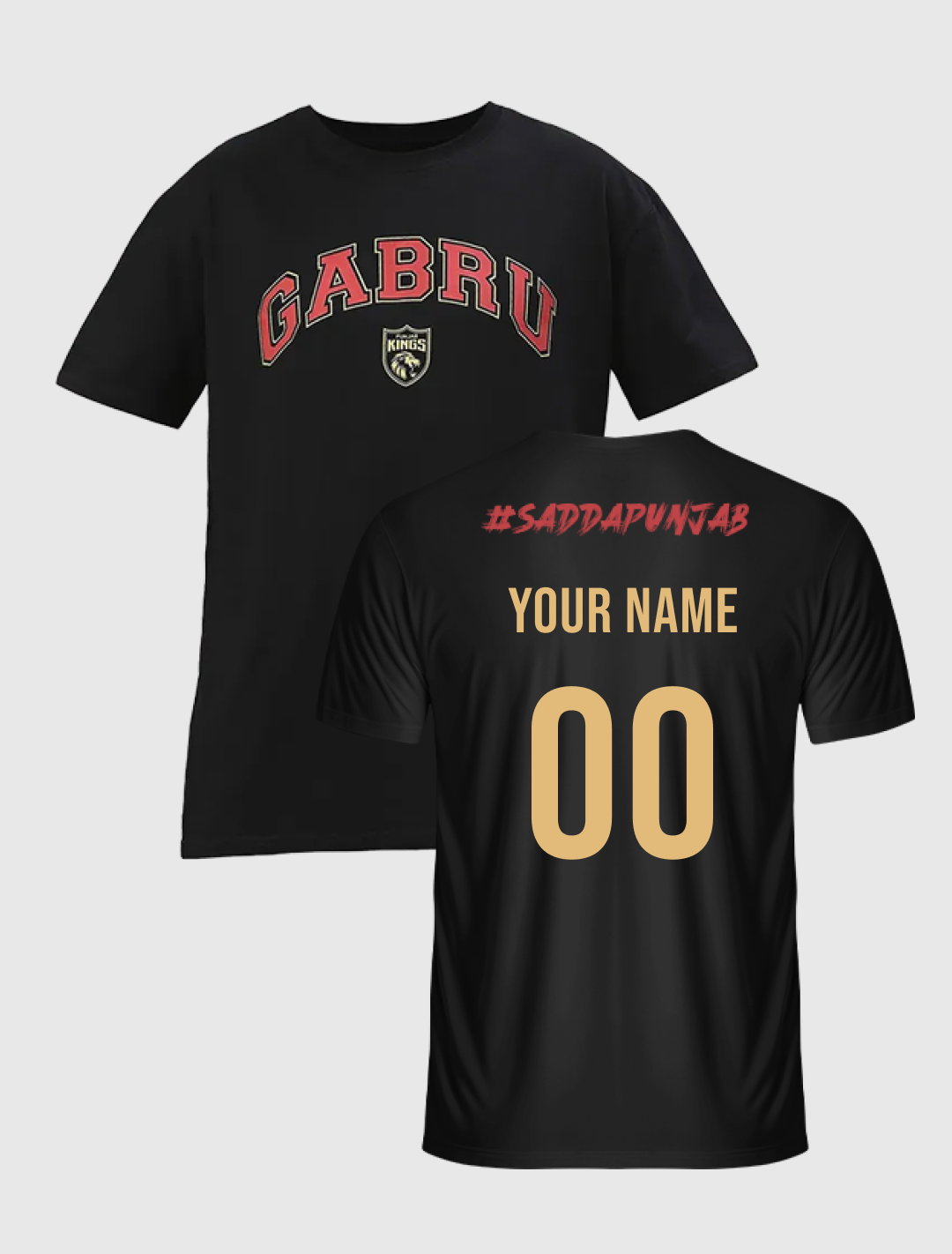 Men Black Printed Half Sleeves Round Neck Cotton T-Shirt: Customised With Your Name By FanCode