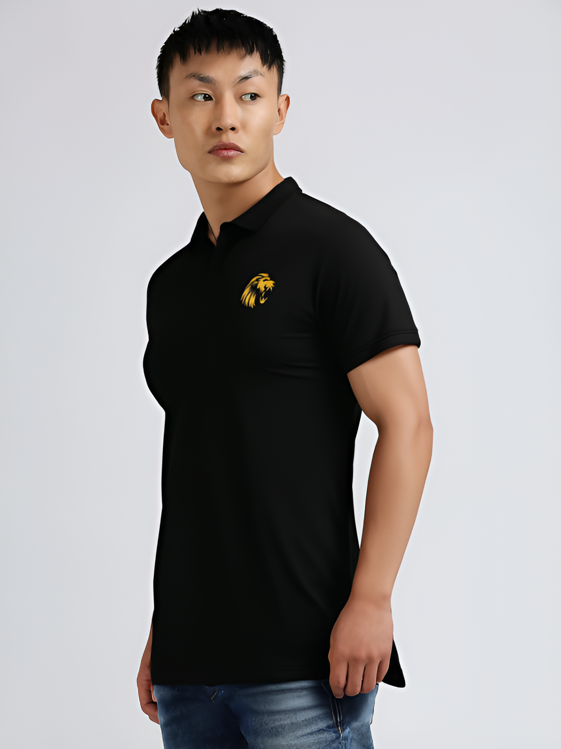 Punjab Kings Men Black Solid Half Sleeves Polo Collar Cotton T-Shirt (2)