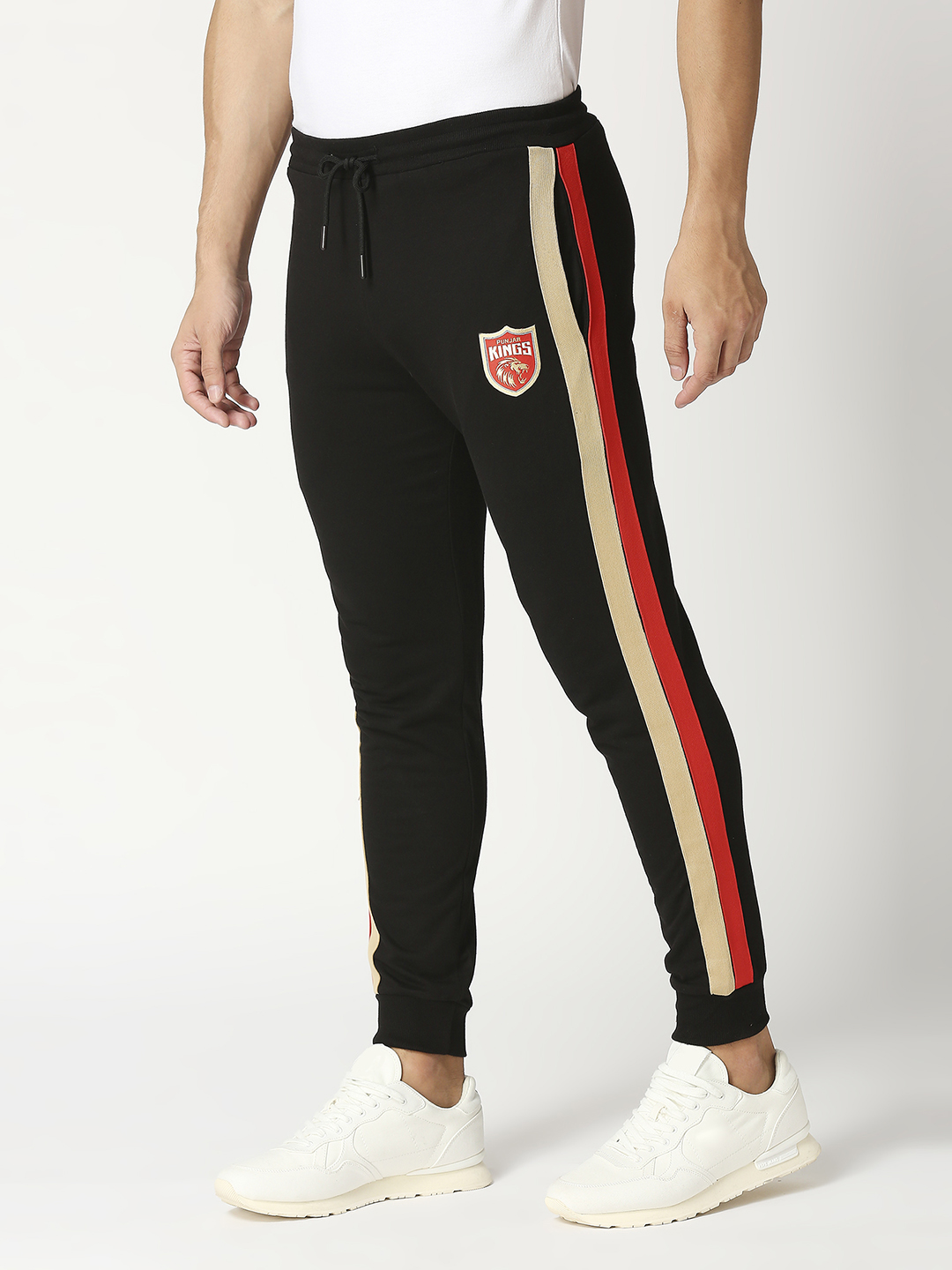 Punjab Kings Men Black Striped Mid-Rise Cotton Training Regular Fit Joggers (2)