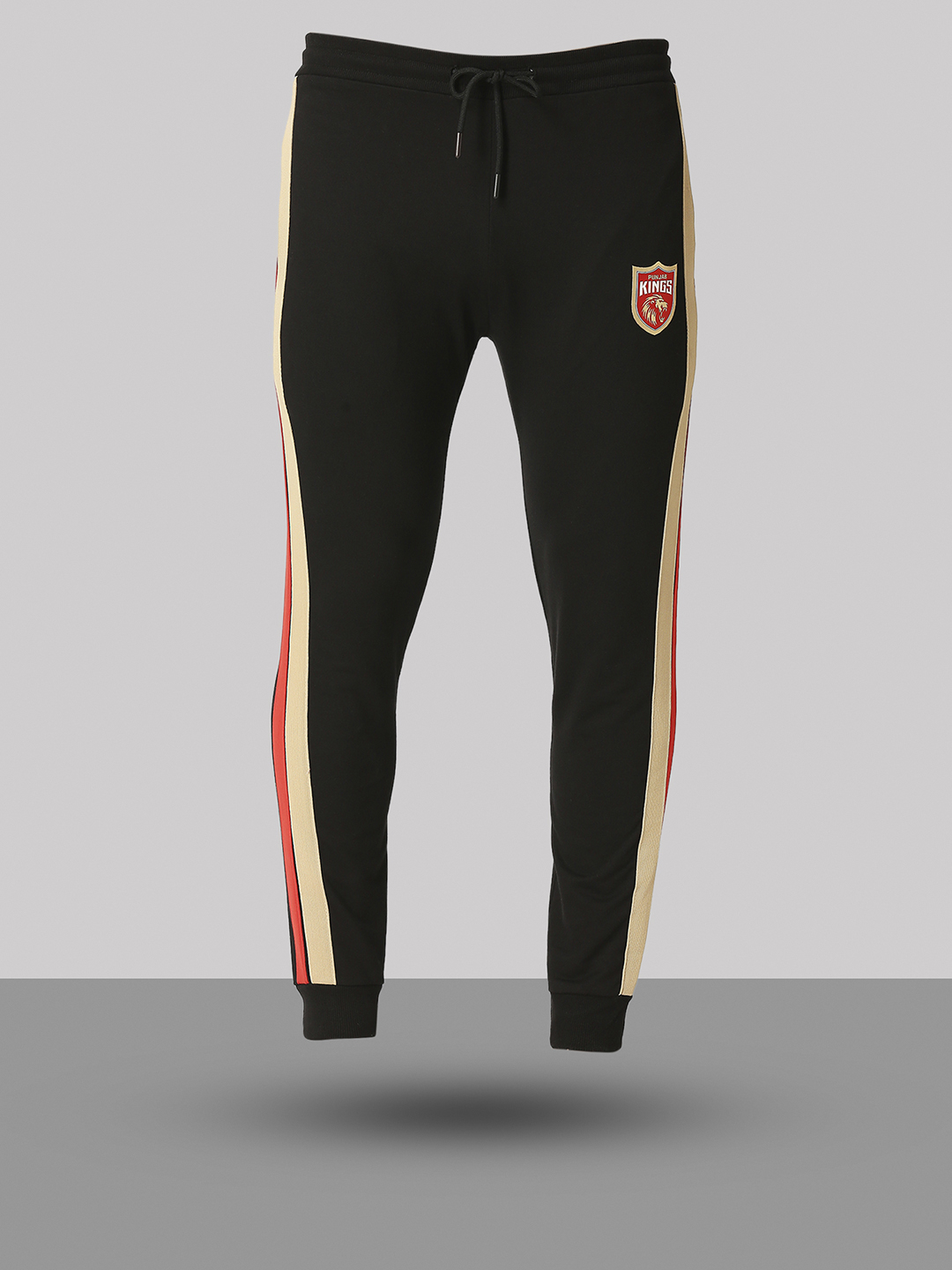Punjab Kings Men Black Striped Mid-Rise Cotton Training Regular Fit Joggers (7)
