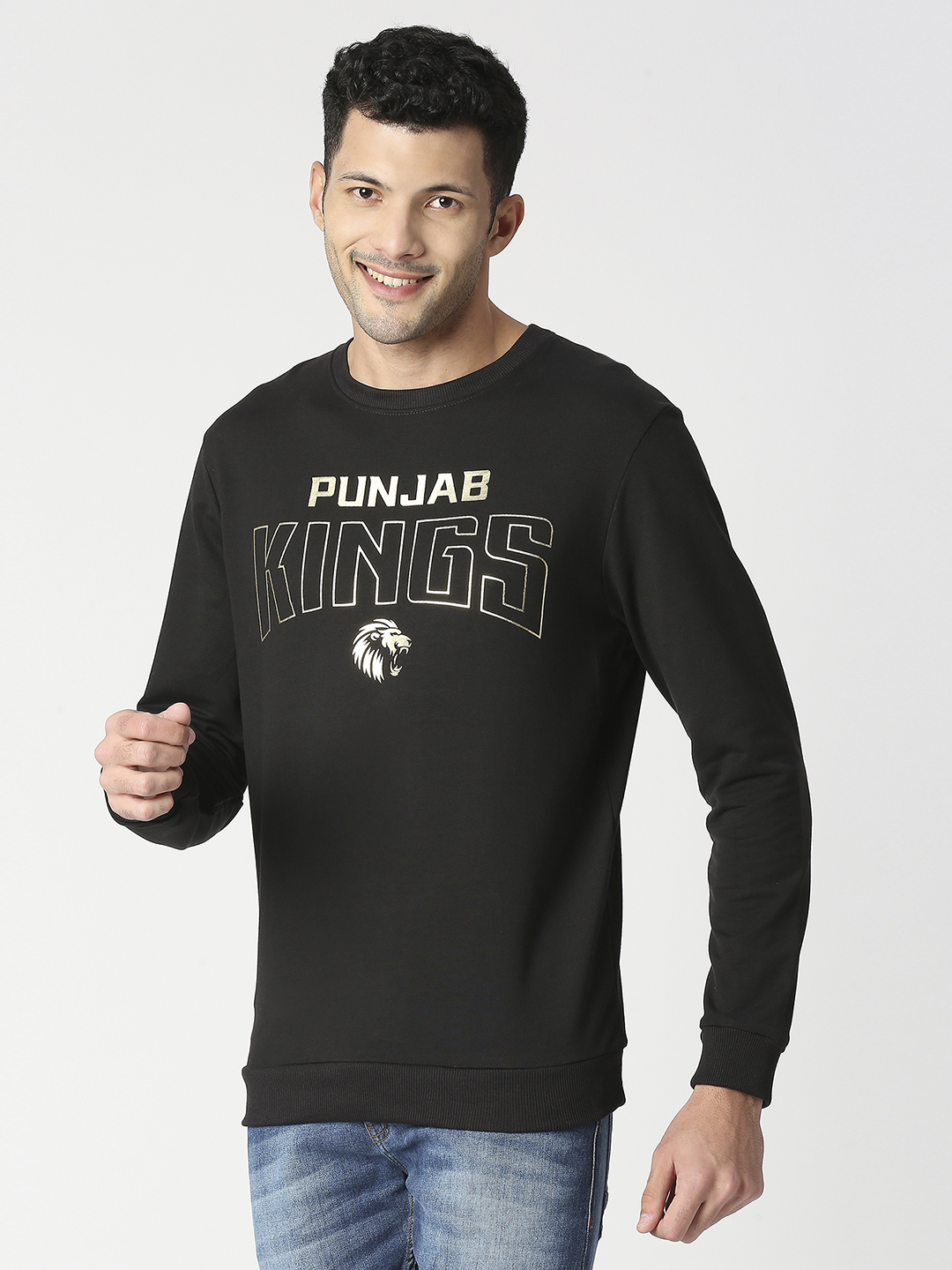 Punjab Kings Men Black Typography Printed Full Sleeves Round Neck Sweatshirt (1)