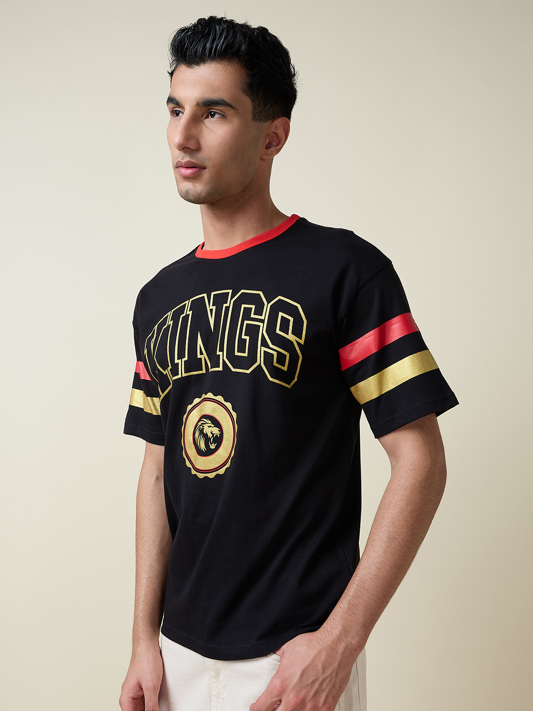 Punjab Kings Unisex Black Typography Printed Half Sleeves Round Neck Oversized Cotton T-Shirt (7)