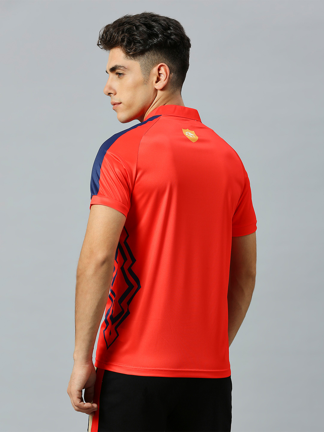Dream11 Men Red Printed Half Sleeves Polo Collar Polyester T-Shirt (3)