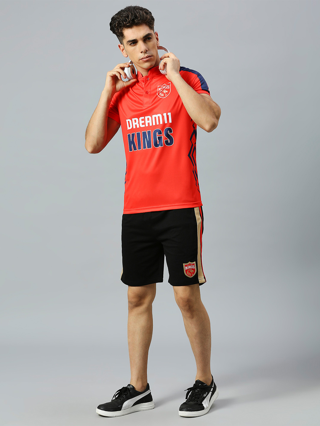 Dream11 Men Red Printed Half Sleeves Polo Collar Polyester T-Shirt (4)