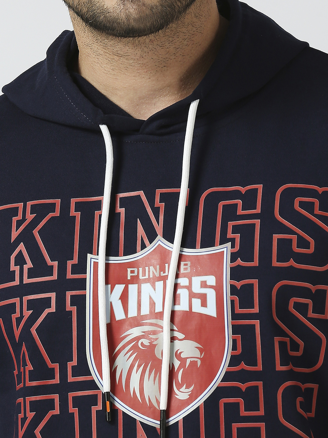 Punjab Kings Men Navy Blue Typography Printed Full Sleeves Hooded Pullover Cotton Sweatshirt (6)