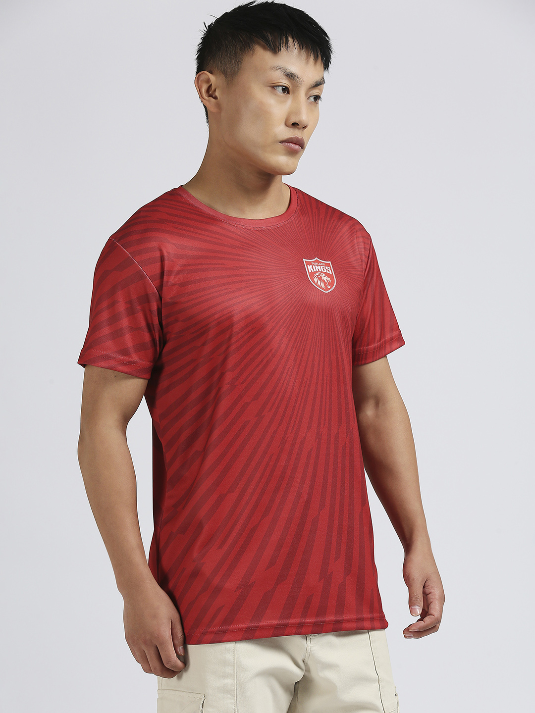 Punjab Kings Men Red All Over Print Half Sleeves Round Neck Polyester T-Shirt (3)