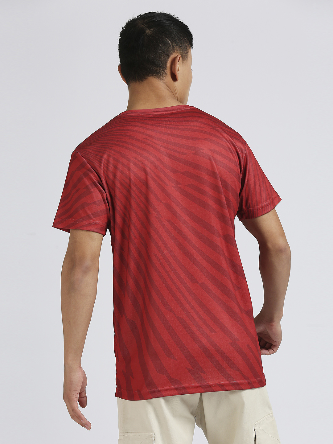 Punjab Kings Men Red All Over Print Half Sleeves Round Neck Polyester T-Shirt (4)