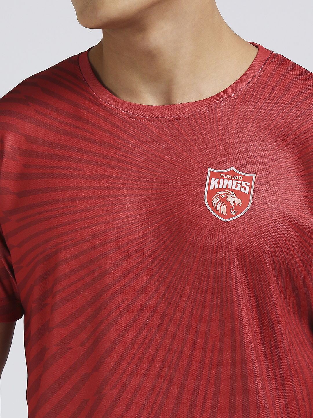 Punjab Kings Men Red All Over Print Half Sleeves Round Neck Polyester T-Shirt (5)
