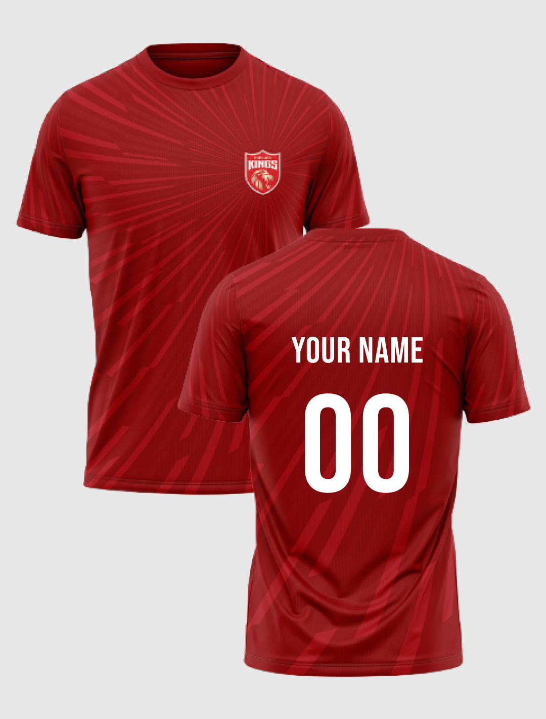 Punjab Kings Men Red All Over Print Half Sleeves Round Neck Polyester T-Shirt: Customised With Your Name By FanCode (2)