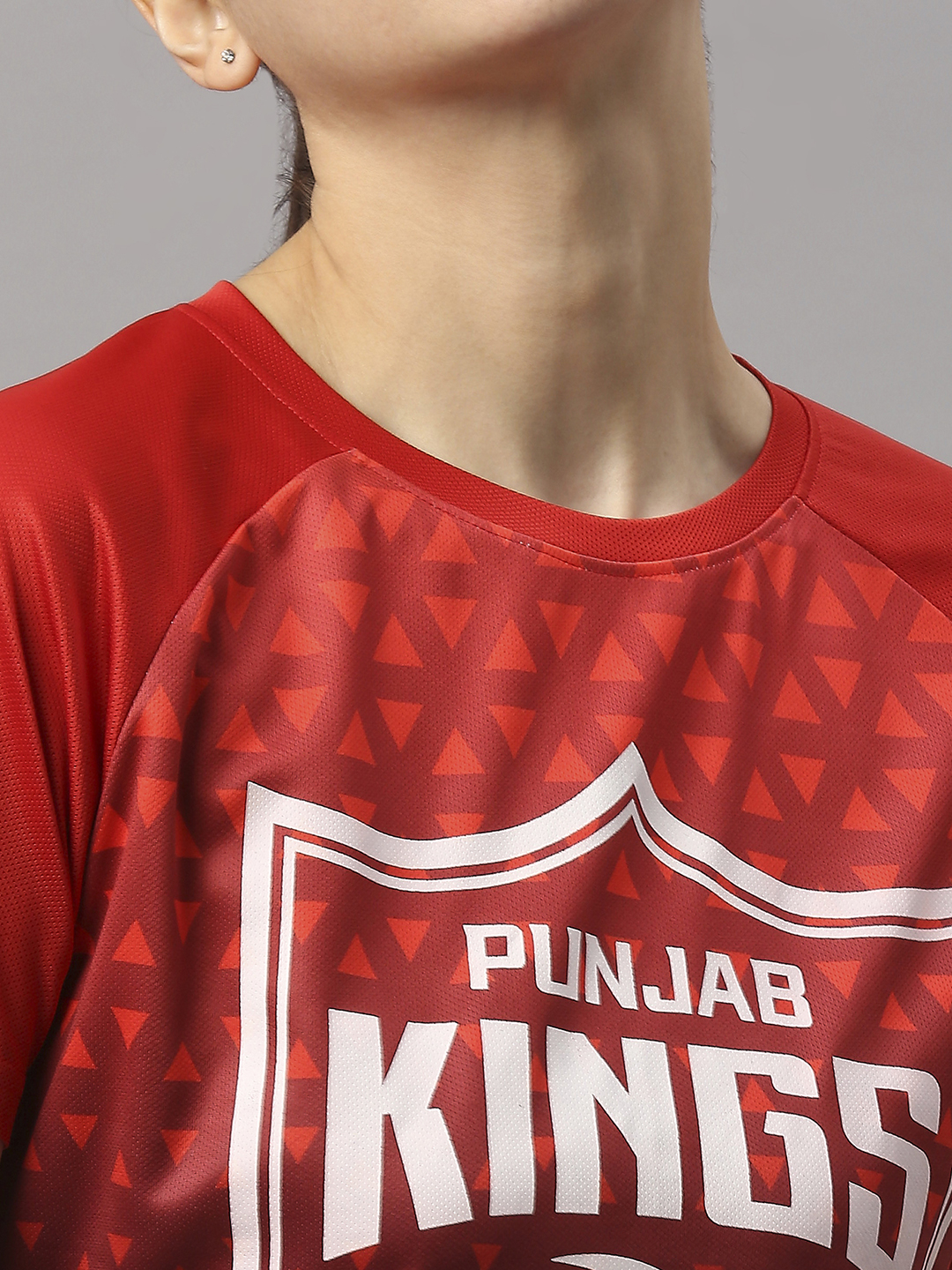 Punjab Kings Men Red and Black All Over Print Half Sleeves Round Neck Polyester T-Shirt (6)