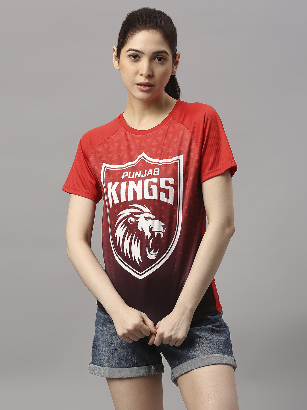 Punjab Kings Men Red and Black All Over Print Half Sleeves Round Neck Polyester T-Shirt (3)
