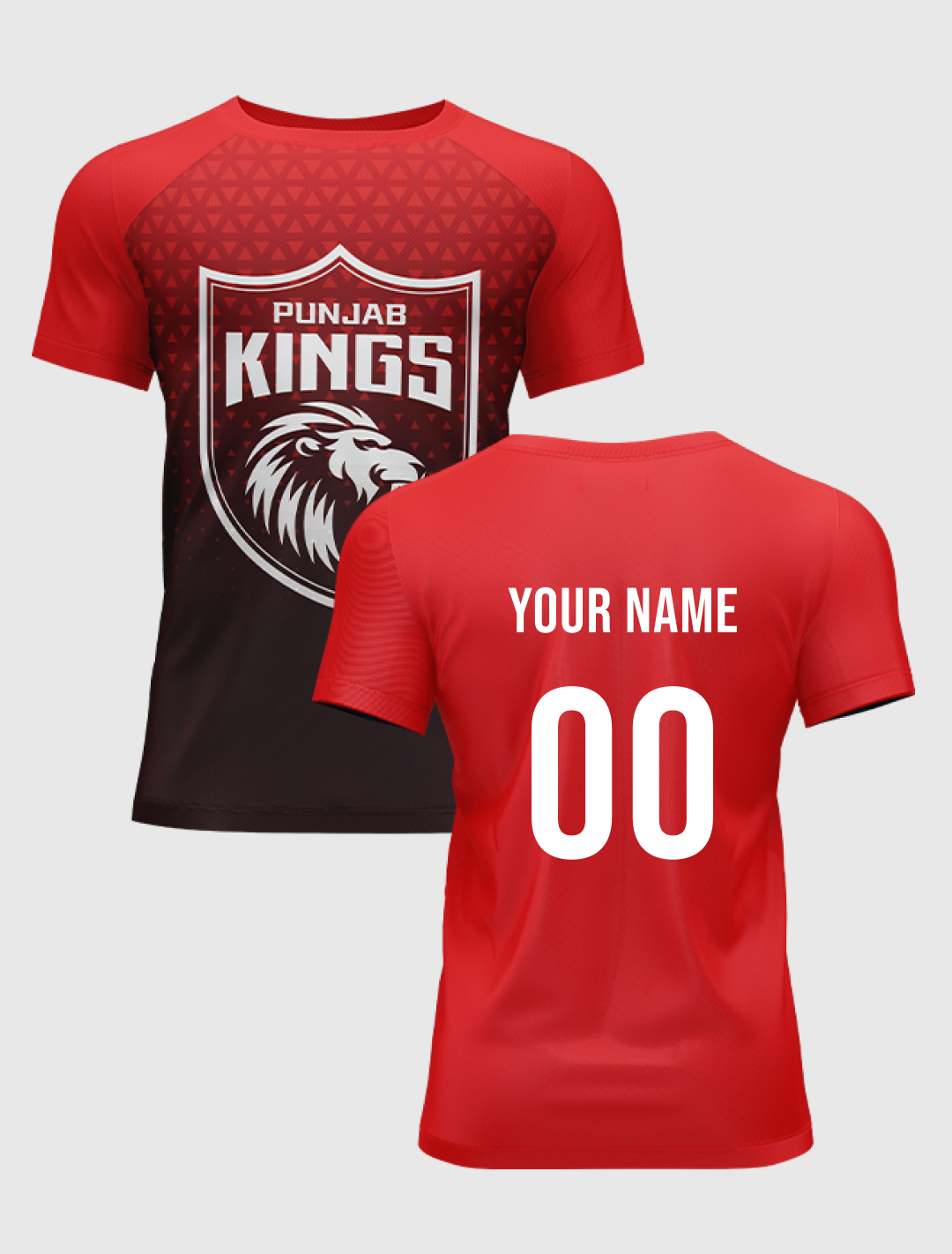 Men Red and Black All Over Print Half Sleeves Round Neck Polyester T-Shirt: Customised With Your Name By FanCode