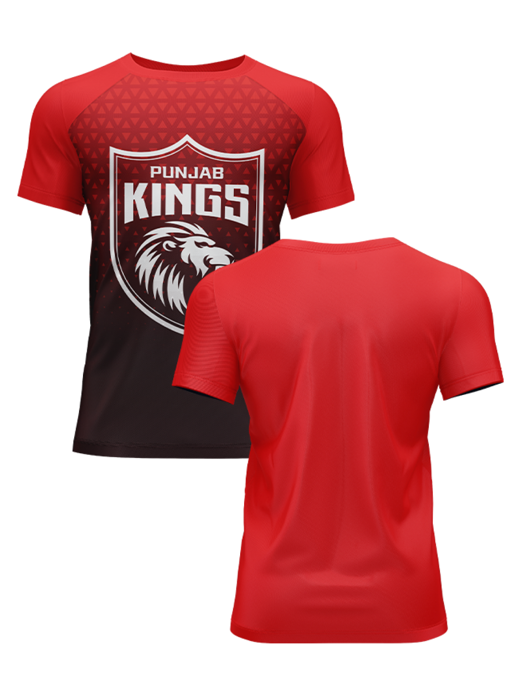 Punjab Kings Men Red and Black All Over Print Half Sleeves Round Neck Polyester T-Shirt: Customised With Your Name By Fa (3)